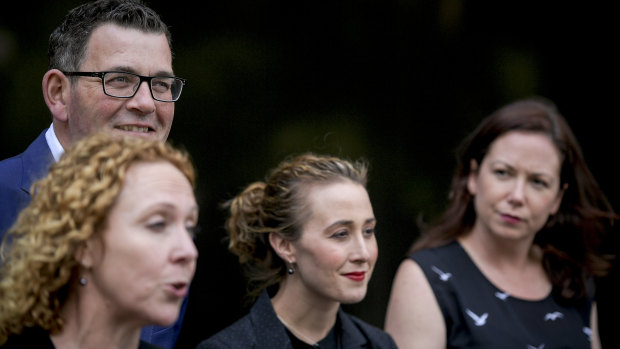 Women's Minister Gabrielle Williams (second from right) with Premier Daniel Andrews and colleagues.