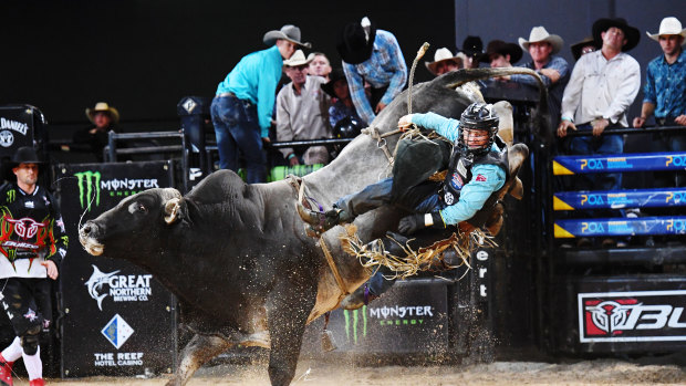 Falling short: Wilkinson, the reigning PBR Australia champion, comes off in Cairns.