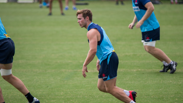 Will Harrison goes about his business at Waratahs training. 