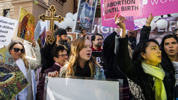 A rally outside NSW Parliament amid the abortion debate.