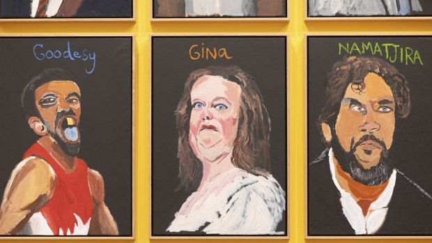 Vincent Namatjira’s portrait of Gina Rinehart at the National Gallery of Australia. 