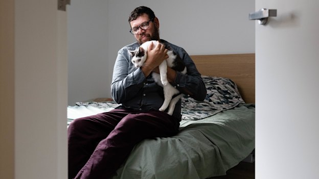 Tim Gray says owning and loving his rescue cat Crystal has given him a reason to live.