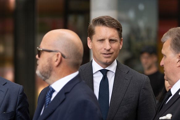 Liberal MP Andrew Hastie at the funeral.