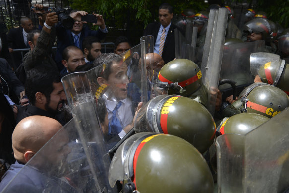 Guaido and his allies were blocked from entering parliament earlier this month by National Guard troops with riot shields.