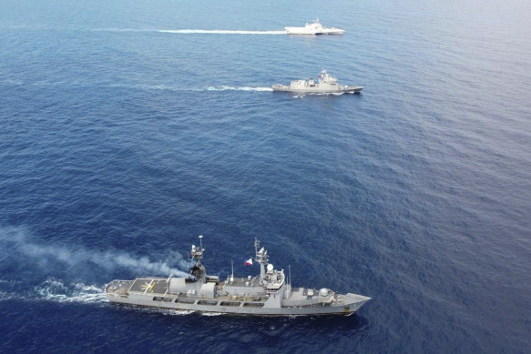 United States and Philippine ships conduct joint patrols in the South China Sea this week.