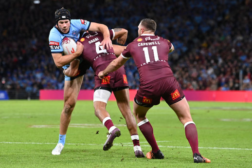 Dane Gagai and Matt Burton and the so-called “biff”.