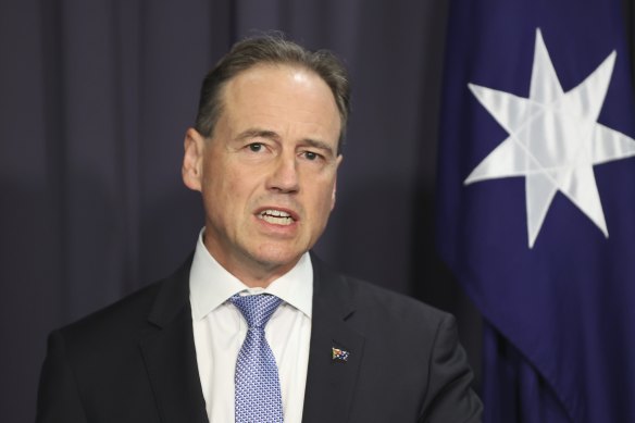 Health Minister Greg Hunt. Australia has struck a deal with Moderna to supply 10 million doses this year and 15 million booster shots in 2022.