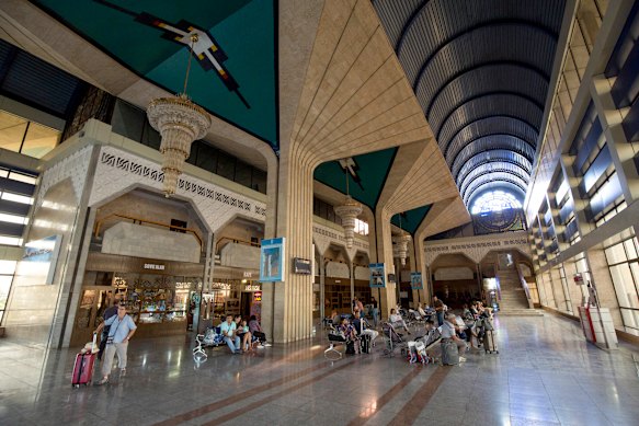 Samarkand's train station is easy to reach via the city's tram system.