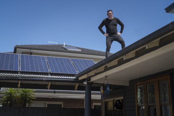 Solar panels on a roof.