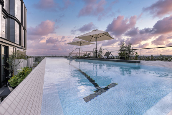 The rooftop pool, said to be the only one in Collingwood.