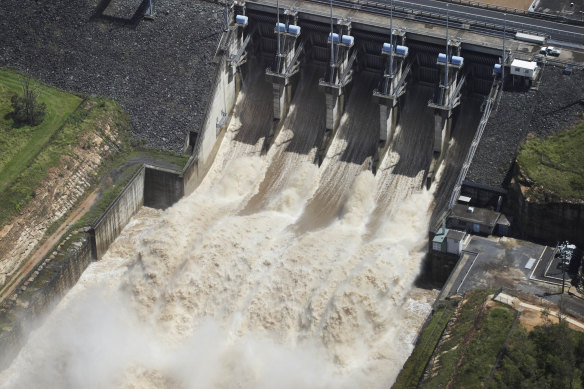 The Wivenhoe Dam release in 2011.