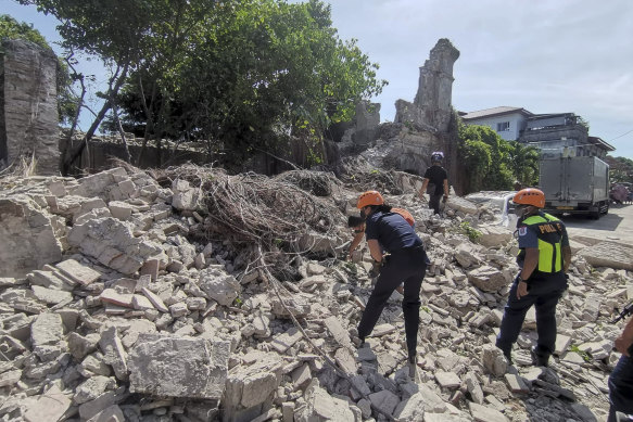 Damage after the strong earthquake struck Vigan, Ilocos Sur province, Philippines.