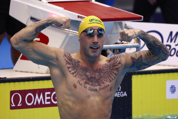 Kyle Chalmers won gold in the men’s 100 metres freestyle at the world championships last year in Fukuoka. 