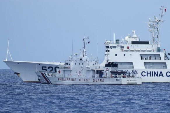 Contested waters: There was a near collision at Second Thomas Shoal in April when a Chinese Coast Guard ship blocked a Philippine Coast Guard vessel.