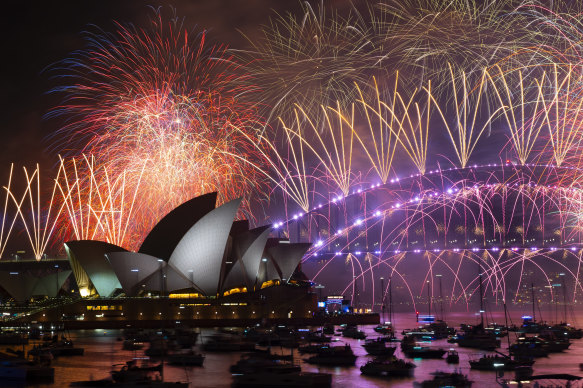 New Year’s Eve fireworks over Sydney Harbour.