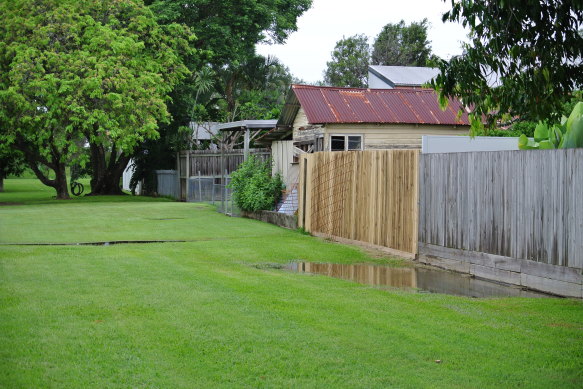 After only a few days’ rain this week, puddles are slow to drain from street level in parts of Gordon Park backing onto Kedron Brook.