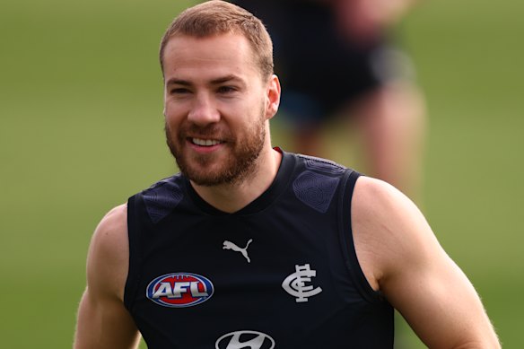 Harry McKay of the Blues is seen during a Carlton training on Thursday.