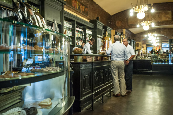 Caffe San Marco: an opulent secession-style interior and beautiful frescoes.