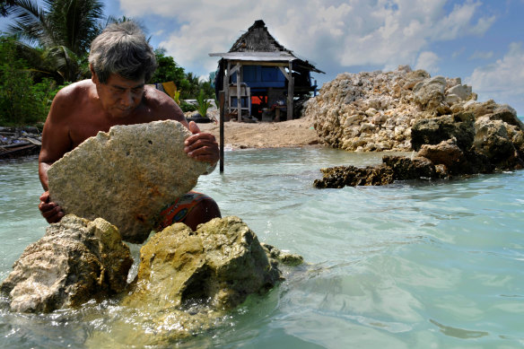 People must build and rebuild seawalls as the waters rise around the Pacific Islands.