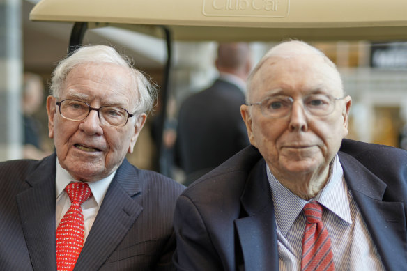 Berkshire Hathaway chairman Warren Buffett with long-time business partner Charlie Munger.
