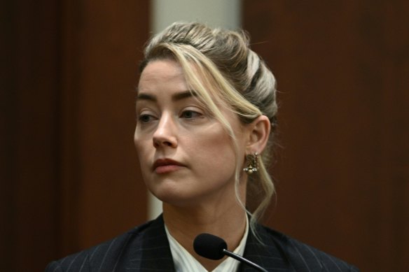 Actor Amber Heard testifies in the courtroom on Tuesday.