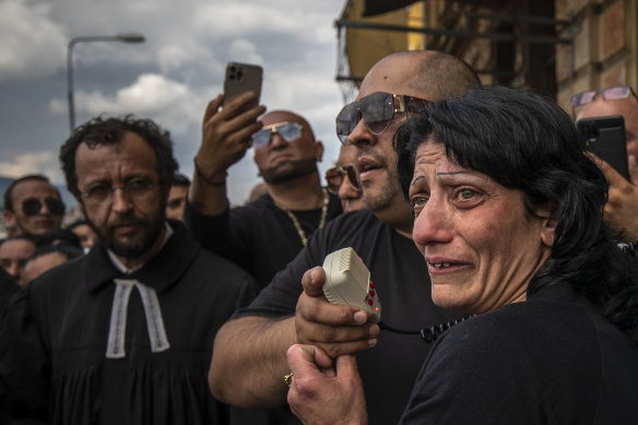 Simona Tomasova sister of Stanislav Tomas speaks to a crowd during a commemorative event of the death of her brother in Teplice, Czech Republic. 