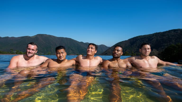 High hopes: Wallabies Izack Rodda, Brandon Paenga-Amosa, Jordan Petaia, Samu Kerevi and Adam Coleman in camp in central Japan this week. 