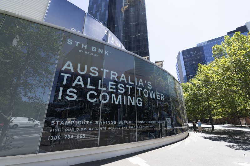 Still life: Beulah’s Sth Bnk residential project site in Melbourne on Wednesday.