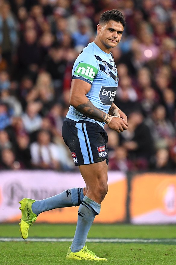 Under pressure: The Blues are worried about the form of Latrell Mitchell heading into Origin II.