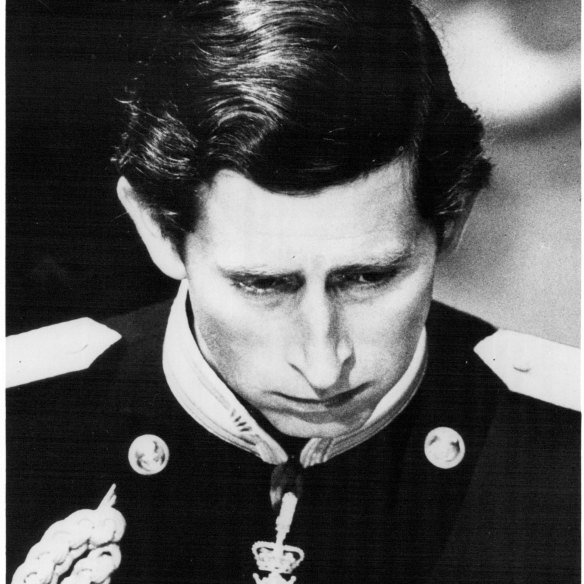 A grief-stricken Prince Charles at Mountbatten's funeral.