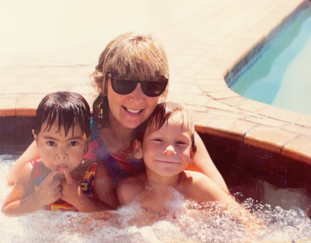 Annabel Johnson (centre) with her kids Rache and Jordan as children.