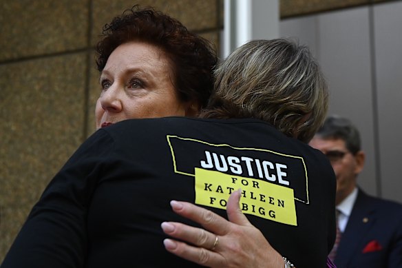 Kathleen Folbigg, moments after her convictions were quashed by the Court of Criminal Appeal in Sydney.