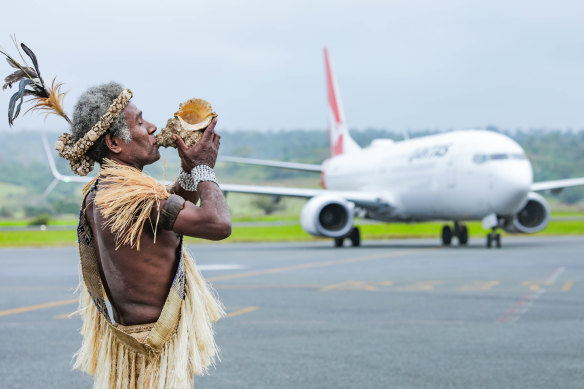 Qantas is flying to Vanuatu for the first time since carrying troops and freight during World War II.