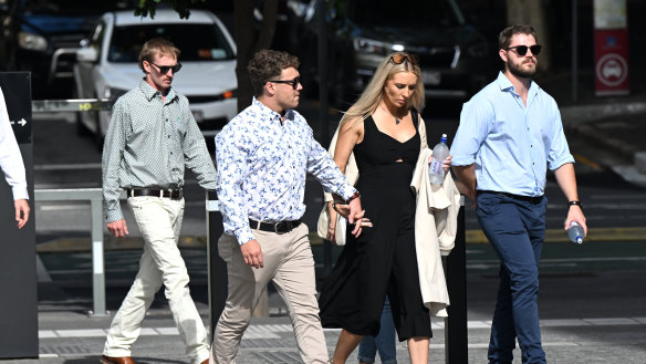 The family and friends of victim Michelle Wolff arrive at the Brisbane Supreme Court.
