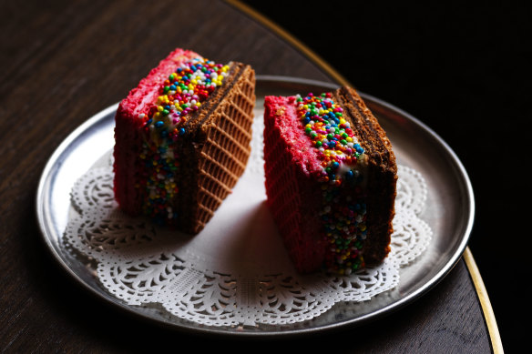 The fairy bread ice-cream sandwich.