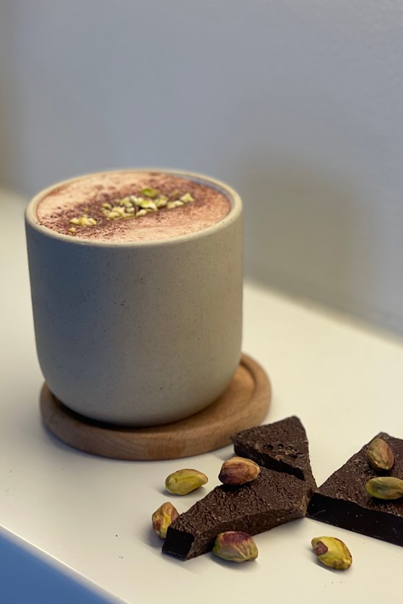 Chocolate pistachio drink.