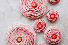 Marbled strawberry pavlovas by pastry chef Cédric Grolet.