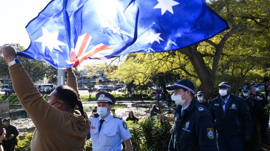 Thousands of people marched through Sydney in protest of  Sydney’s lockdown on Saturday.