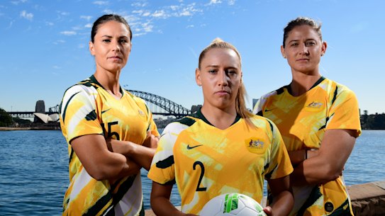 Matildas' Emily Gielnick, Gemma Simon and Laura Alleyway are ready for the World Cup.