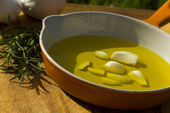 Infuse olive oil with garlic cloves then strain for a low-FODMAP alternative.