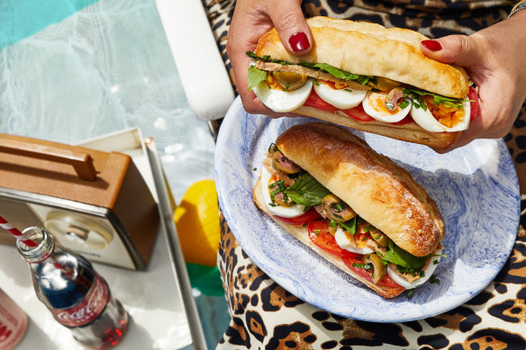 Thai basil and fish sauce are delicious non-trad additions to pan bagnat.