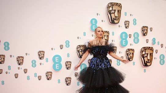 Rebel Wilson on the red carpet for the BAFTAs.