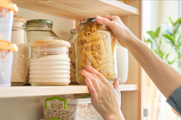 Stock up on non-perishable items such as pasta and rice.