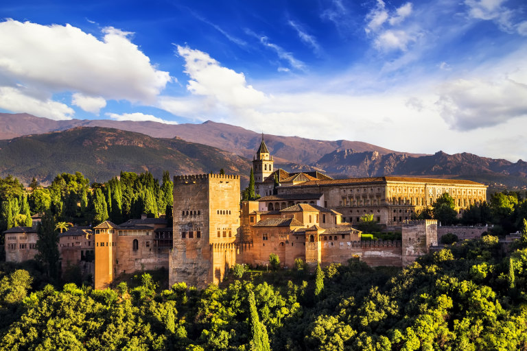 The ancient arabic fortress of Alhambra in Granada.