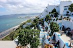 The terrace of cafe Hafa with views over the Strait of Gibraltar.
