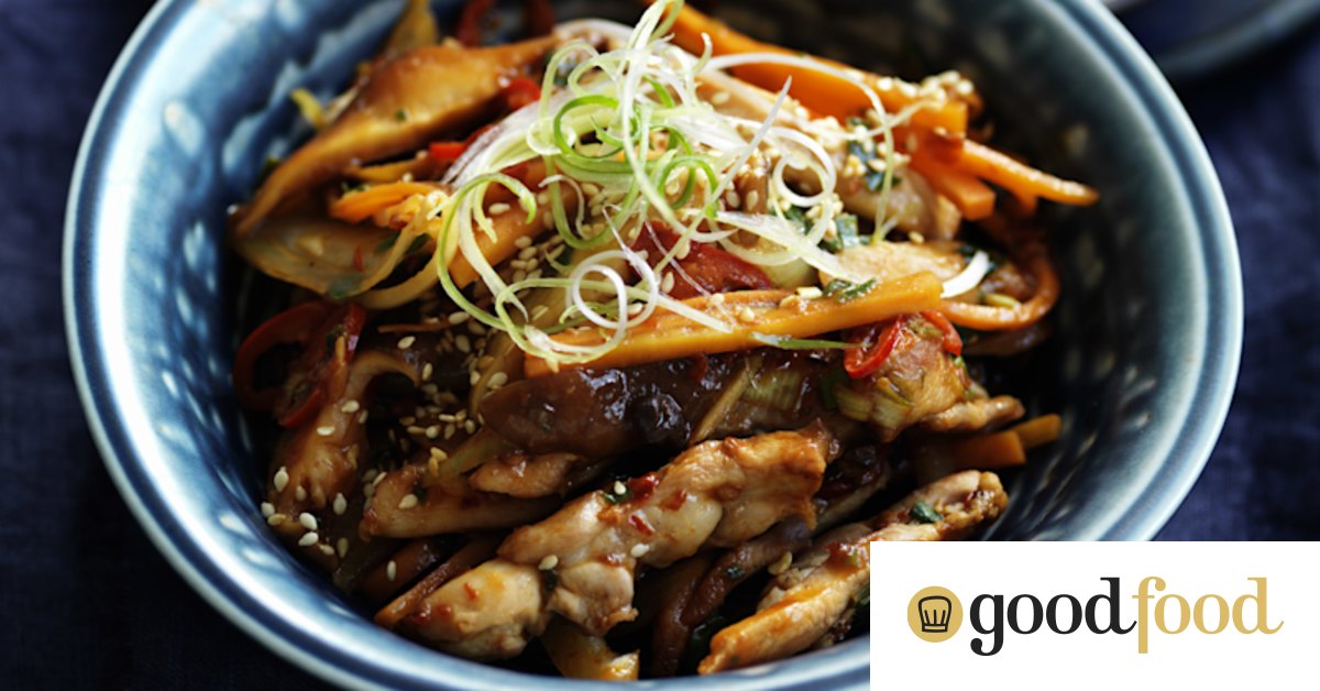 Korean-style chicken stir-fry with chilli sauce
