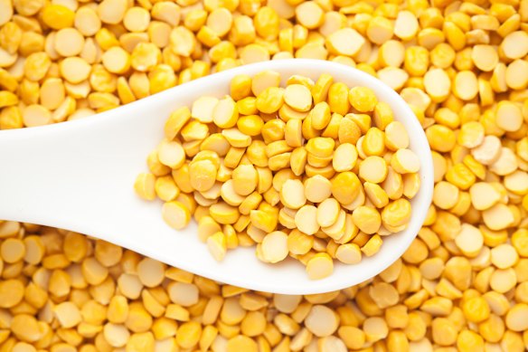 Chana dhal (split chickpeas) holds its shape when cooked but becomes tender and creamy when mashed.