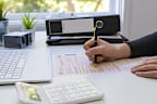 View of woman completing Australian tax form
