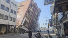 A collapsed building is seen in Hualien, eastern Taiwan on Wednesday.