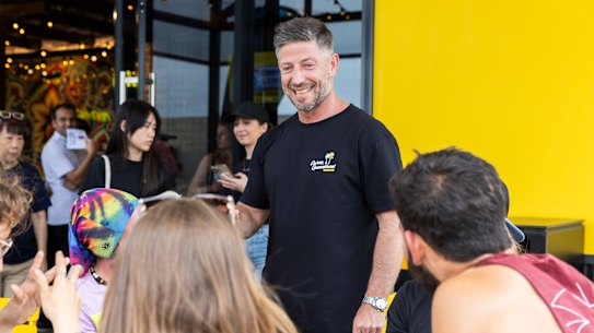 Guzman y Gomez CEO Steven Marks at a store opening in Cairns last month.